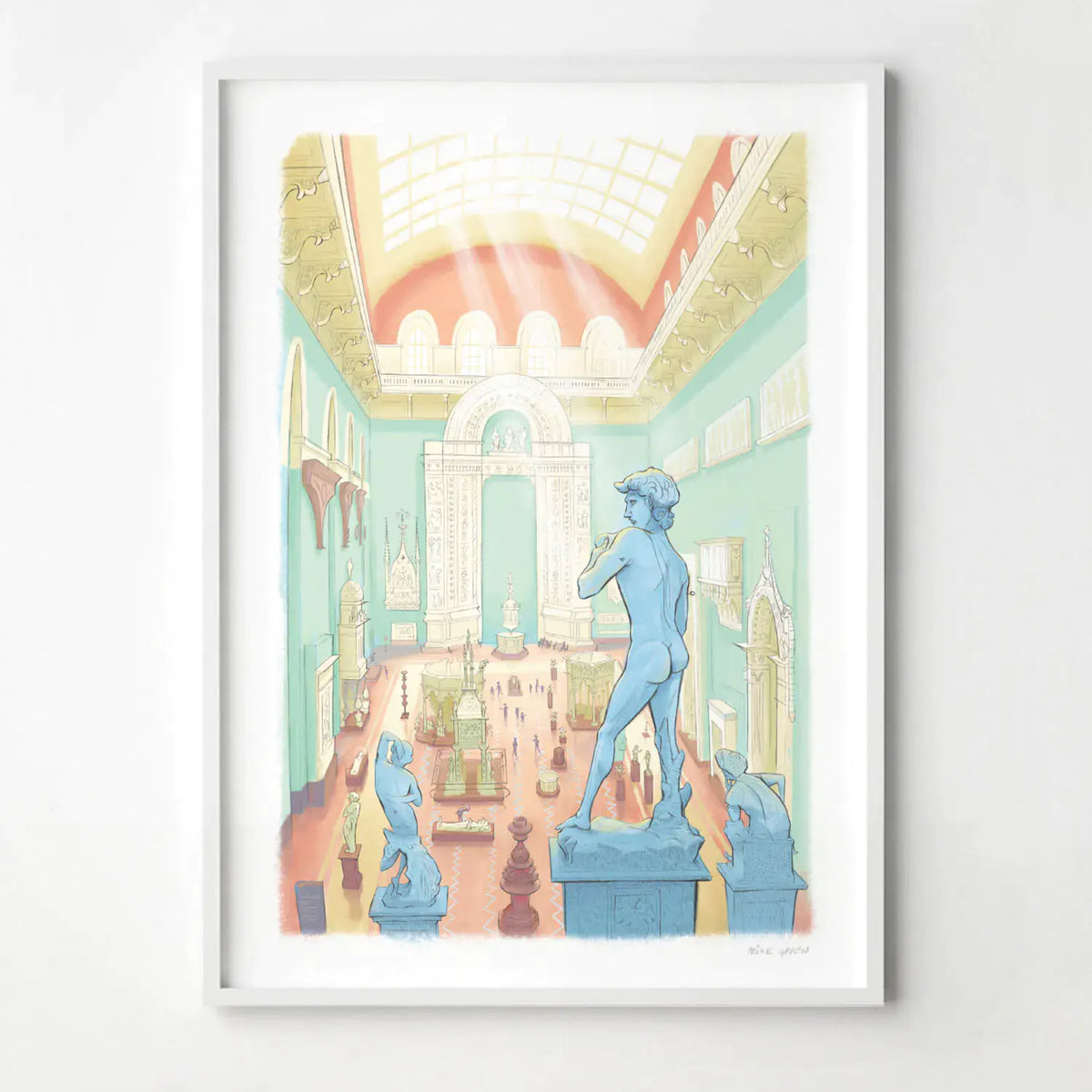 A framed art print of the Victoria and Albert Museum's Weston Cast Court in London's South Kensington.