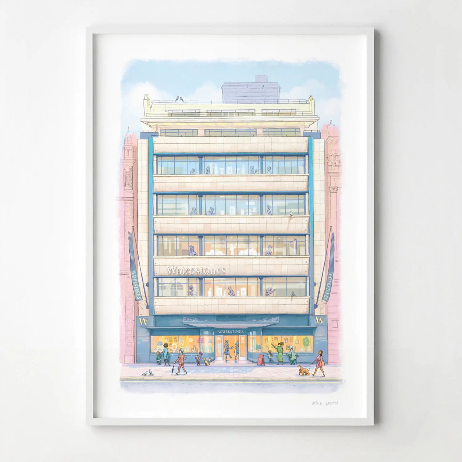 Wall art print of Waterstones Piccadilly bookstore in London painting