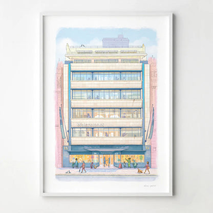 Wall art print of Waterstones Piccadilly bookstore in London painting