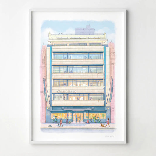 Wall art print of Waterstones Piccadilly bookstore in London painting