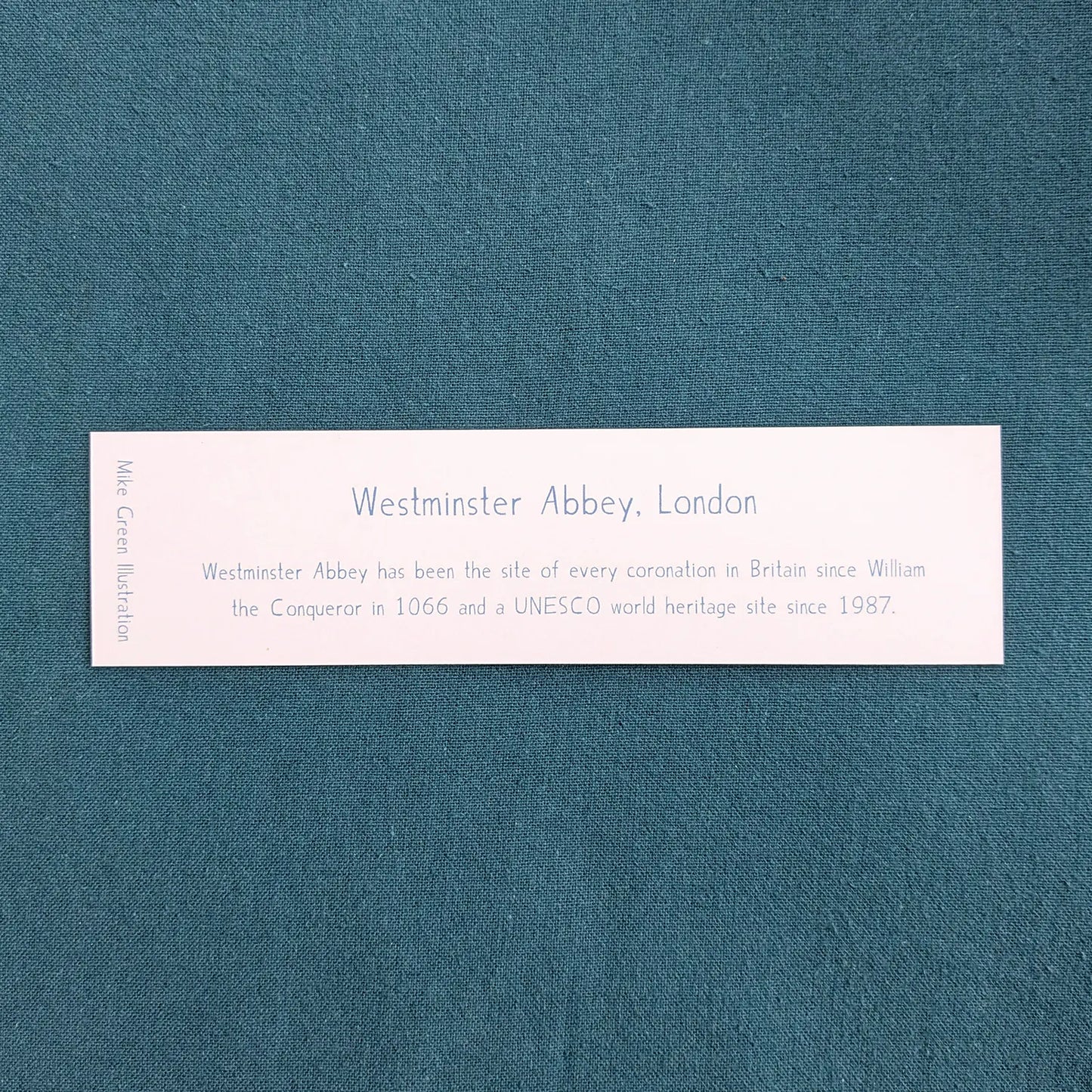 Text on the back of a bookmark of London's Westminster Abbey church