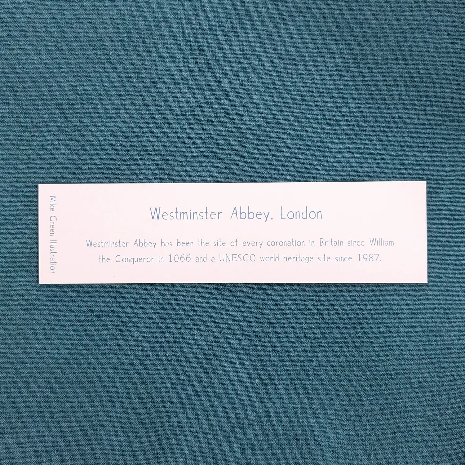 Text on the back of a bookmark of London's Westminster Abbey church
