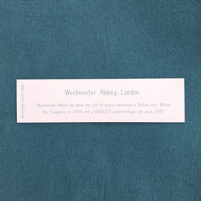 Text on the back of a bookmark of London's Westminster Abbey church