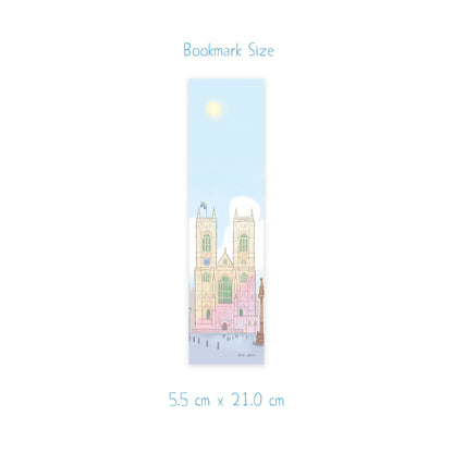 Dimension measurements for a bookmark with London's Westminster Abbey church