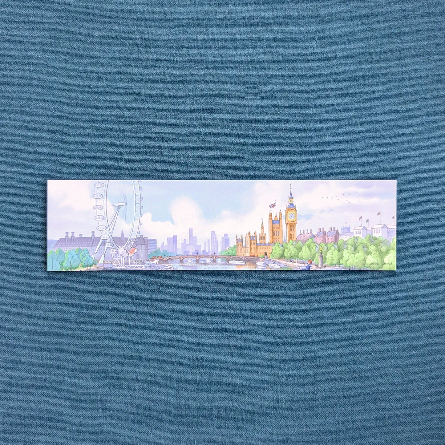 Bookmark of Westminster's Big Ben and the London Eye on the Thames in London