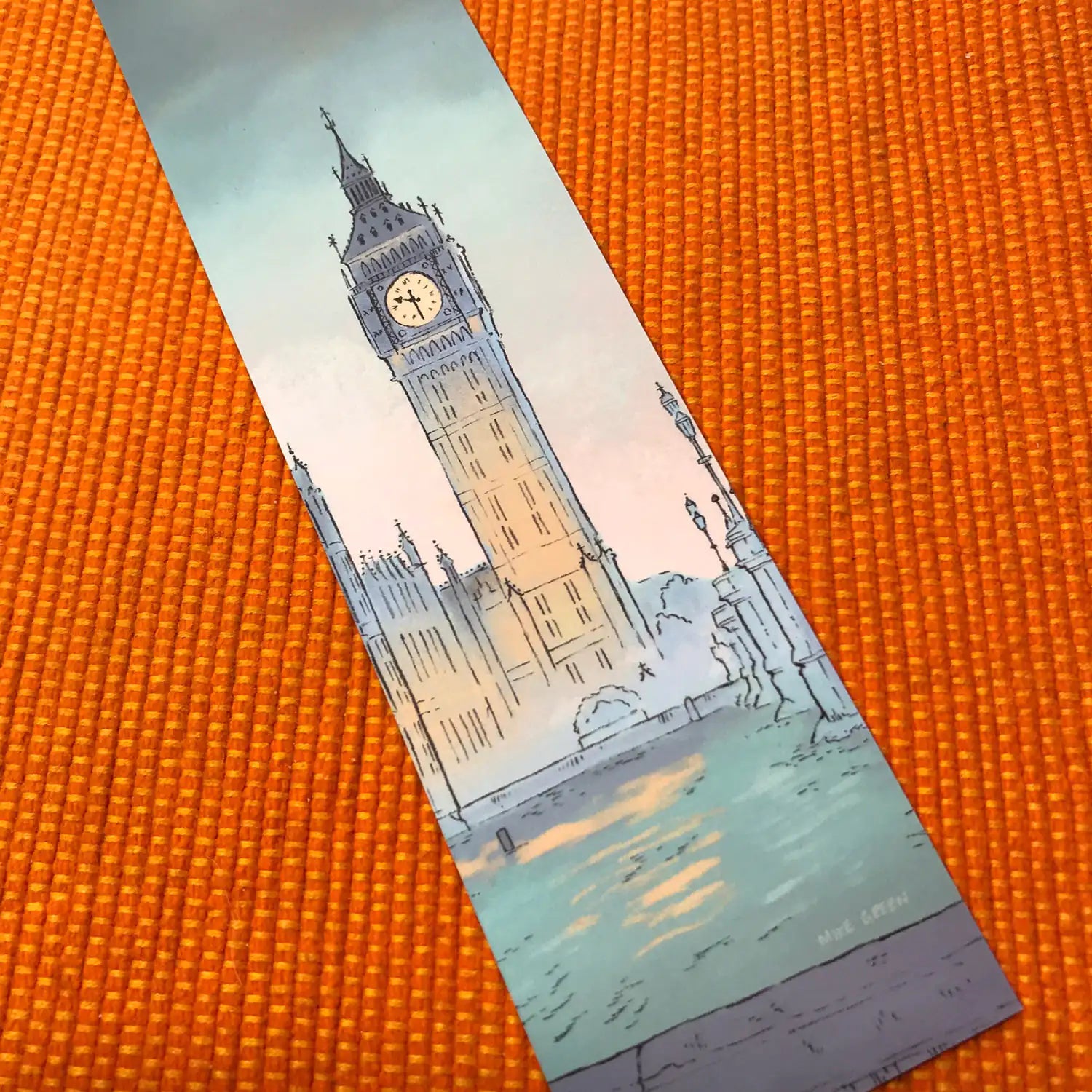 Westminster at Twilight bookmark by Mike Green Illustration